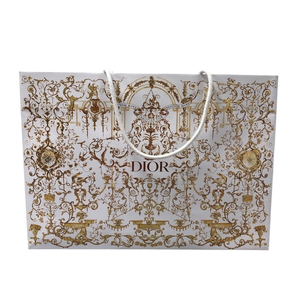 Dior Shopping Bag Large White Gold Holiday 2023 Theatrum Mundi 16.5x12x5